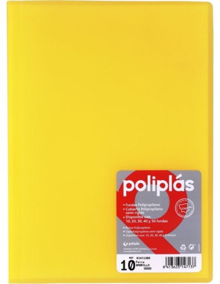 CARPETA Fº 10 FUNDAS SOLDADAS TRANSLUCIDAS AMARILLA